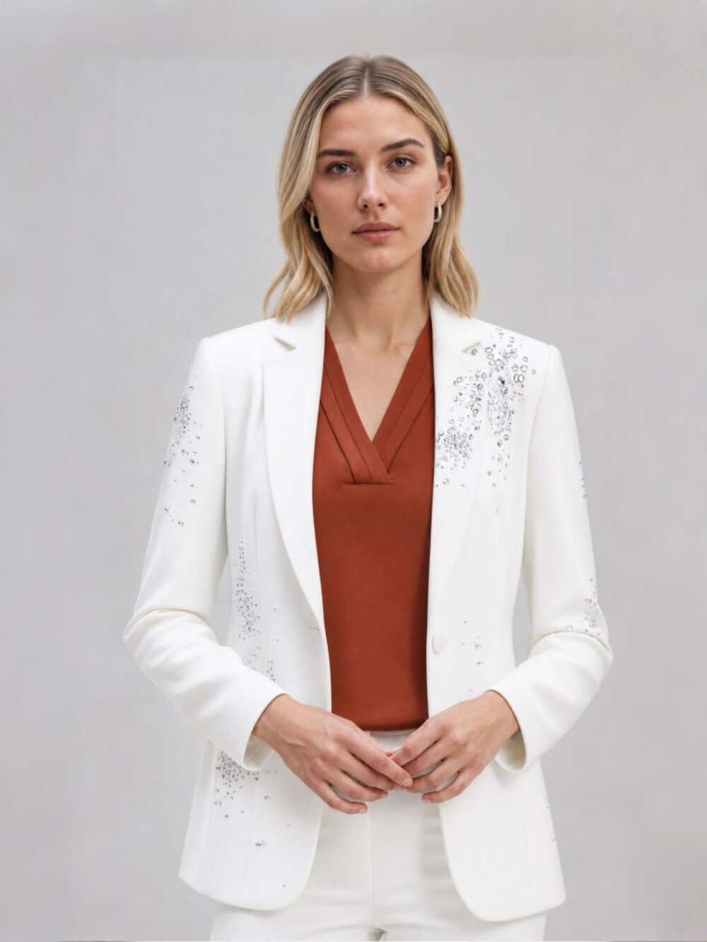 Anne Klein One-Button Embellished Blazer